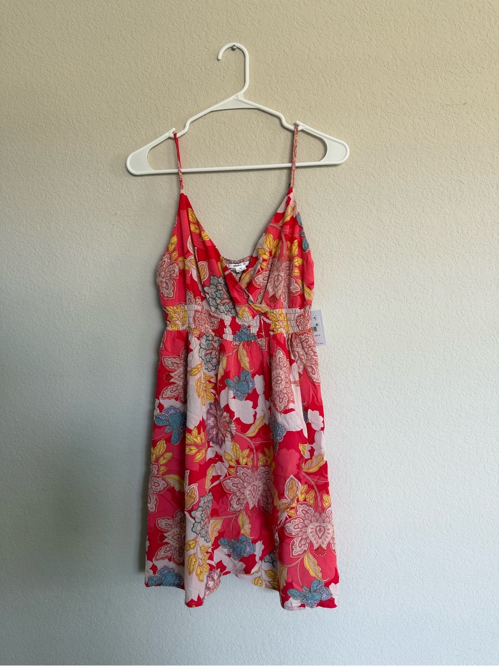 NWT O'Neill Coral Floral Spaghetti-Strap Sundress